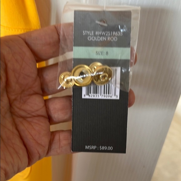 Sharagano Yellow Dress with Belted Waist Sz 8 - Picture 3 of 5